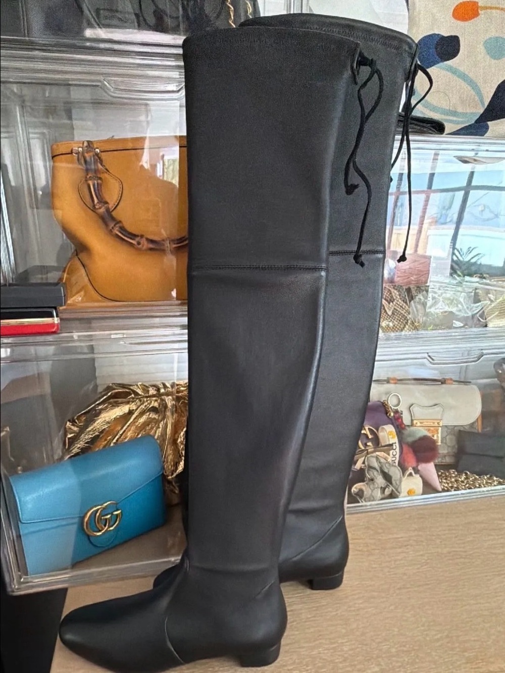 Stuart Weitzman Black Over-the-Knee Leather Boots